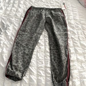 Grey and Black leopard print sweatpants